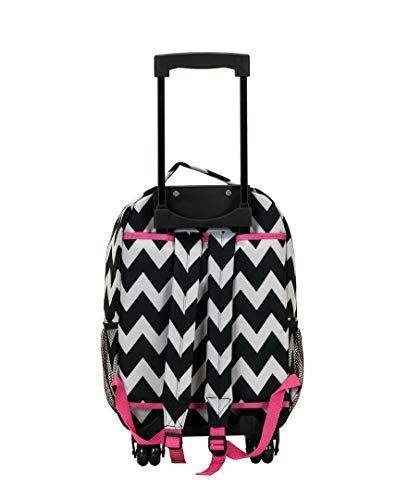 Rockland Double Handle 17" Rolling Backpack, Pink Chevron - color: Pink Chevron, size: One Size