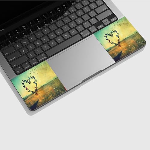 Universal Laptop Skin Sticker with 2 Wrist Pad Skins, Waterproof Scratch Resistant Vinyl Laptop Cover Decal, Cut to Fit for 11–15.6 Inch MacBook HP Dell Lenovo, Butterfly Heart - color: Butterfly Heart
