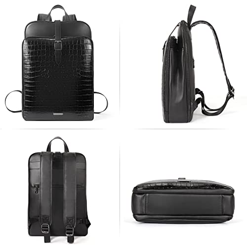 CLUCI Leather Backpack for Women, 15.6 inch Laptop Bag, Large Genuine Work Backpack Travel Back - color: 0-7 Crocodile Pattern 3