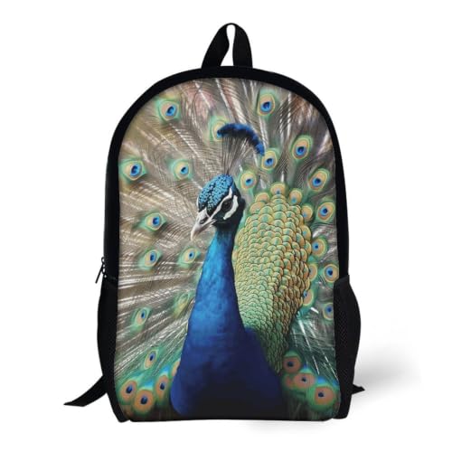 Laptop Backpack with Pocket, Large, Adjustable 17 Inch Bag, Waterproof | The Peacock Computer Bag for Work, Breathable, Expandable Backpack for Women Men, Portable