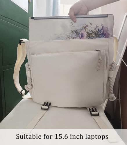 Aesthetic Crossbody Bag with Cute Pins and Ornament, Nylon Shoulder Messenger Bag Japanese Kawaii Bag for Women Men - color: L-blue-fit Laptop