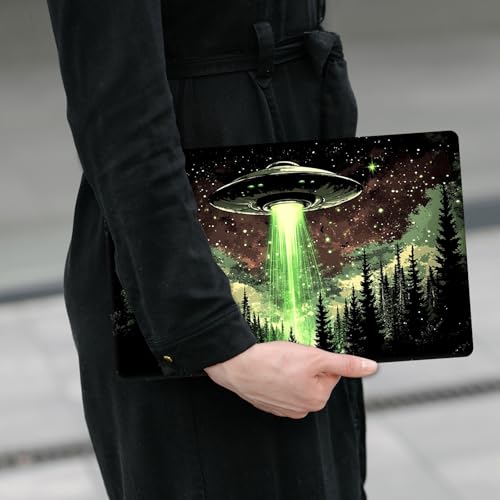 Laptop Skin Sticker Decal 12" 13" 13.3" 14" 15" 15.6",Waterproof Scratch Resistant Vinyl,Reusable Easy to Apply,for MacBook HP Dell Notebooks Netbooks Laptop,2 Wrist Pads,Alien Ship Forest - color: Alien Ship Forest