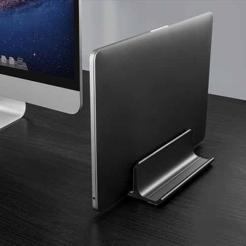 Vaydeer 3-in-1 Vertical Laptop Stand Holder, Aluminum Laptop Stand for Desk with Adjustable Dock, Space-Saving Organizer for All MacBook, Surface, Samsung, HP, Dell, up to 17.3 inch Black - color: Black