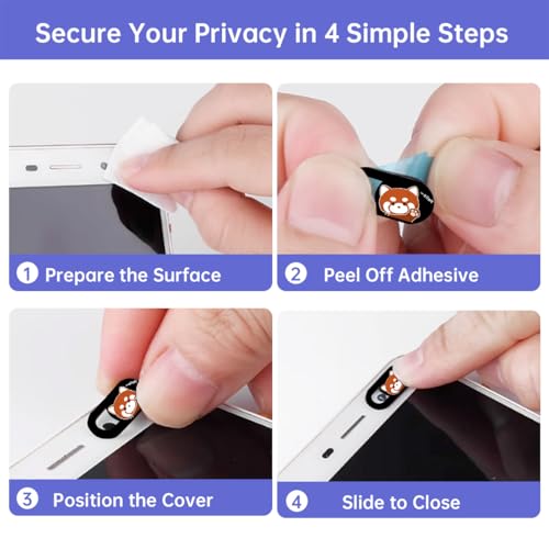 Webcam Cover Slide, Red Panda Camera Blocker 0.028in Ultra-Thin Laptop Camera Cover for MacBook iMac iPhone iPad Tablet Smartphone – Privacy Protector, Strong Adhesive (3 Pack)