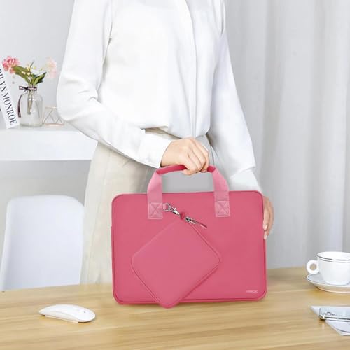 Hseok Laptop Sleeve 13.3-14 inch Case with Small Pouch, Neoprene Computer Bag Compatible with MacBook Neo/Pro 14 M5/M4/M3/M2/M1, Mac Air/Pro 13.3, XPS 14 and Most 13-14 inch Notebooks,Rose red - color: Rose red, size: 13"-14"
