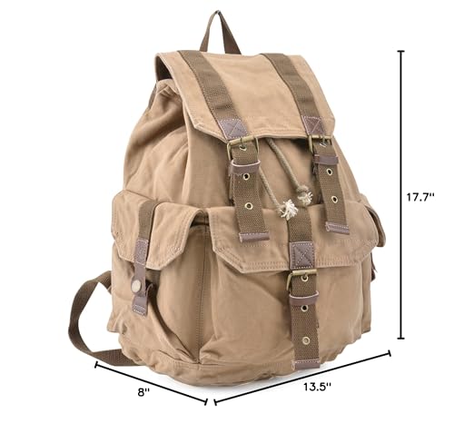 GOOTIUM 21101KA-S Specially High Density Thick Canvas Backpack Rucksack, Khaki Small - color: Khaki, size: Small