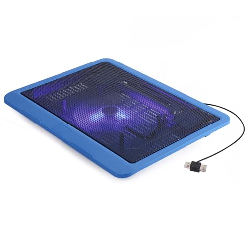 Yosoo Health Gear Laptop Cooling Pad with Big Fan, USB Powered Stand for 14" or Smaller Notebooks, Quiet Laptop Cooler Base (Blue) - color: Blue