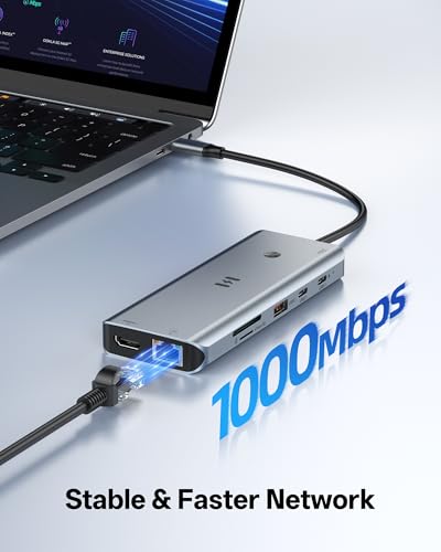 USB C Docking Station 3 HDMI, Selore 13-in-1 Docking Station 3 Monitors with Triple HDMI, 10Gbps USB A/C 3.1, 100W PD Charging, Gigabit Ethernet, SD/microSD Reader for Windows Laptops Dell/HP/Lenovo