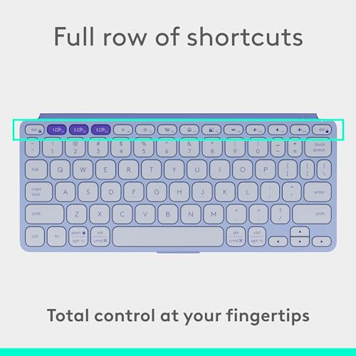 Logitech Keys-to-GO 2 Portable Bluetooth Tablet Keyboard - Lilac | Built-in cover, slim & compact wireless design, for Windows, Android, Linux, iPad, iPhone, Mac, Apple TV - color: Lilac, style: Keys-To-Go 2