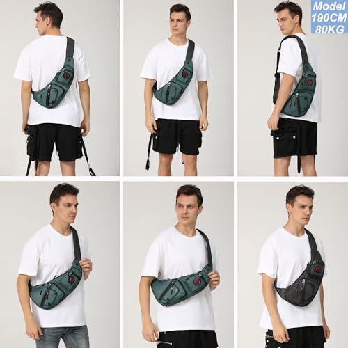 NICGID Sling Bag Chest Shoulder Backpack Crossbody Daypack for Men Women | Travel Outdoor Hiking Concealed Carry Fishing Fanny Tool Small Casual - color: Dark Green-2620n