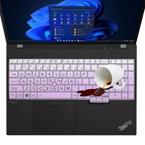 Larger Print Big Lettering Keyboard Cover for Lenovo ThinkPad E16 Gen 1 16", Thinkpad T16 P16 P16v P16s Gen 2/Gen 1 16", Thinkpad L15 Gen 4/3 15.6" (Not Fit Thinkpad Z16, L15 Gen 2/1)-OmbrePurlple - color: OmbrePurlple(Large Print)