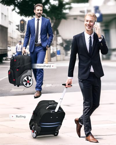 MATEIN Rolling Bag with Wheels, 17 Inch Laptop Roller Backpack for Adults | Extra Large Wheeled Bag with Anti Theft Lock & Sturdy Handle, Water Resistant Carry On Luggage for Teacher Work Travel Men - color: Black