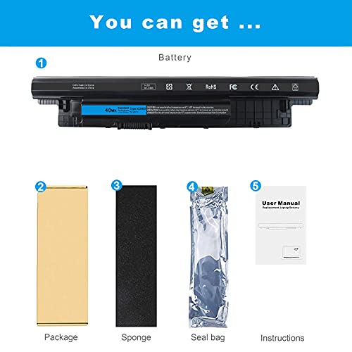 40WH XCMRD 14.8V Battery for Dell Inspiron 15 3000 Series Battery 3542 3521 3531 3537 3542 3543 3541 5521 5537 17 3721 3737 17R 5737 5721 14 3421 5421 3437 3443 Latitude 3440 3540 P28F P40F T1G4M