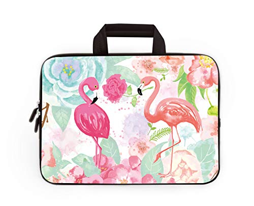 14 15 15.4 15.6 inch Laptop Handle Bag Computer Protect Case Pouch Holder Notebook Sleeve Neoprene Cover Soft Carrying Travel Case For Dell Lenovo Toshiba HP Chromebook ASUS Acer (Cute Flamingos) - color: Cute Flamingos
