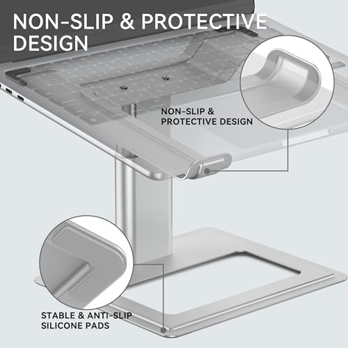 SOUNDANCE Adjustable Laptop Stand for Desk, Computer Stand, Ergonomic Laptop Riser Holder Compatible with 10 to 17.3 Inches Notebook PC Computer, Aluminum Silver - color: Silver