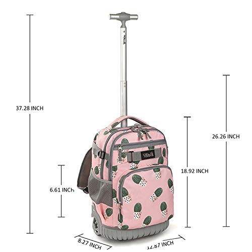 Tilami Rolling Backpack 18 inch Wheeled Backpack School College Student Travel Trip Boys and Girls - color: Cactus