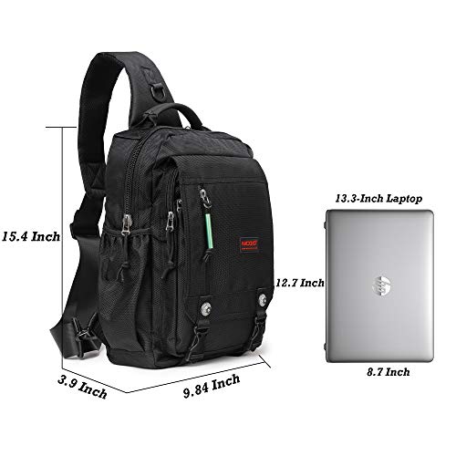 NICGID Sling Bags Chest Shoulder Backpacks, Laptop Backpack Crossbody Messenger Bag Travel Outdoor Men Women - color: Black-2483, size: 13.3 inch