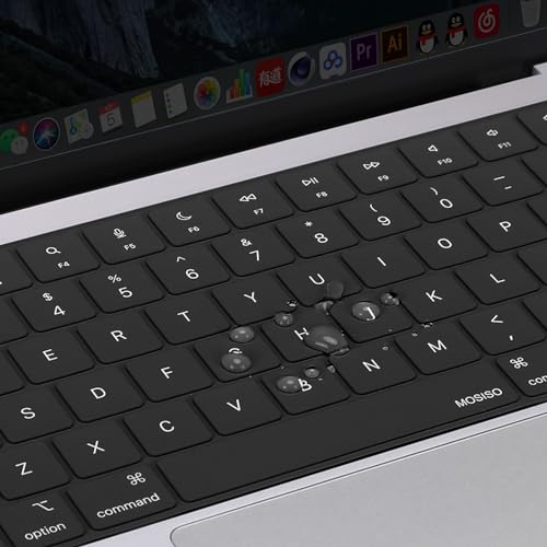 MOSISO Keyboard Cover with Solid Texture, Laptop keyboard Cover | Compatible with MacBook Air 15 inch M3 A3114 M2 A2941/Air 13.6 A3113 A2681/Pro 14/16 M4 M3 M2 M1 - color: Black