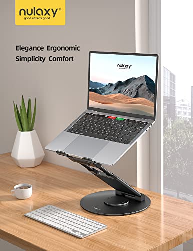 Nulaxy Telescopic 360 Rotating Laptop Stand for Desk Adjustable Height Swivel Pull Out Design Ergonomic Laptop Riser Fits All 10-17" Laptops Computer MacBook, Black - color: C-Black