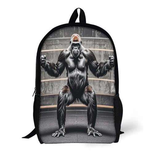 17-Inch Laptop Backpack Water-Resistant Gorillas Fitness Daypack with Shoulder Strap Lightweight Casual Rucksack for Travel Commuter Hiking Outdoor Activities 20l Black