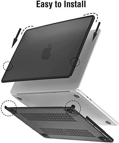 BlueSwan Anti-Cracking Hard Shell Case Compatible with MacBook Air 15 inch M5 M4 M3 M2 2026-2023 A3448 A3241 A3114 A2941, Drop Protection Soft TPU Bumper PC Base for Air 15.3 inch, Frosted Black - color: Frosted Black, size: Air 15-inch (2026-2023)