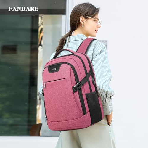 Unisex Laptop Business Backpack Men Work Bag Women Slim Backpack with USB Charging Port Travel Daypack College Rucksack Work for Men fits 15.6 Inch Notebook Black
