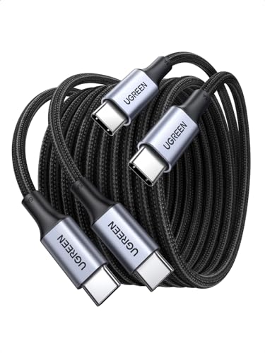 UGREEN 100W USB C to USB C Cable, Fast Charging, 2-Pack, 3.3ft, Black | For iPhone 17/16/15, MacBook Pro/Air, iPad Pro/Air/Mini, Galaxy S26/S25/S24, XPS, Pixel, Switch. Built-in E-marker chip - size: 3.3FT