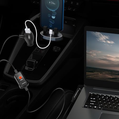 Powseed 34W 3V 4.5V 5V 6V 7.5V 9V 12V DC Car Charger with 10 Tips and USB | Cigarette Lighter Adapter Power Supply Cord for Portable DVD Player Dash cam Breast Pump Speaker Micro USB Car Adapter