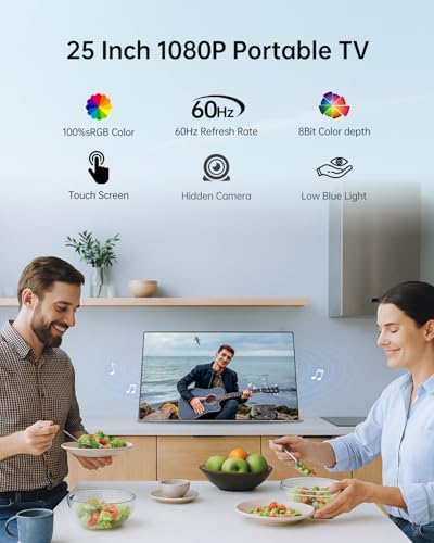 KTC 25 Inch MEGAPAD Portable TV Tablet - Smart Touch Screen Monitor 1080P, Android 14, EDLA-Certificated, 8G+128G Storage, Built-in Camera and Battery for Outdoor Camping Travel, Remote Control, A25Q5 - size: 24.5 inch