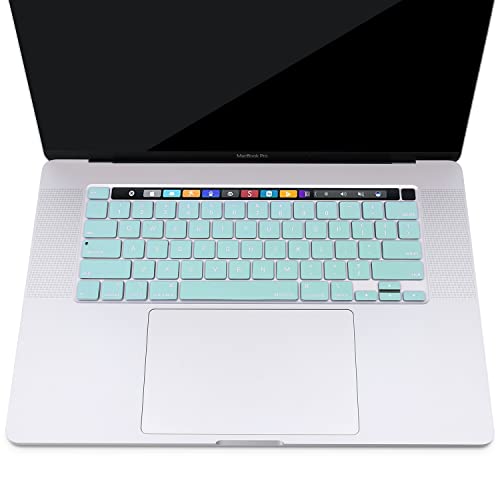 MOSISO Keyboard Cover Compatible with MacBook Pro 13 inch M2 M1 | 2023-2020 A2338 A2289 A2251&Compatible with MacBook Pro 16 2020 2019 A2141 Touch ID, Protective Silicone Skin, Water Cyan - color: Water Cyan