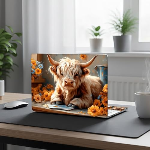 Aesthetic Laptop Skin Cover,12-15.6 Inch Universal Vinyl Sticker Decal,Waterproof Scratch-Resistant Notebook Wrap,Removable Residue-Free Protector,Floral Cow - color: Floral Cow