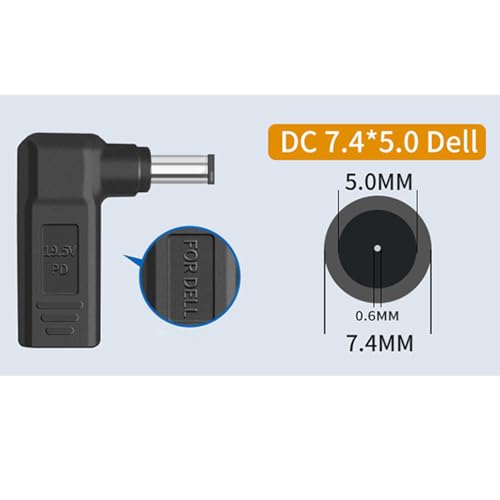 100W USB-c DC Adapter 7.4x5.0 mm, USB C to 7.4mmX5.0mm 19.5V Adapter Made for HP Spectre, Envy, EliteBook, Chromebook Series - style: 7.4x5.0mm for HP