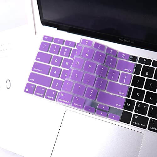 Batianda Ultra Thin Silicone Keyboard Cover for New MacBook Air 13 Inch 2020 2021 M1 Chip Model A2337 (with Touch ID & Retina Display) Waterproof and Dustproof Durable Laptop Protector, Purple - color: Purple