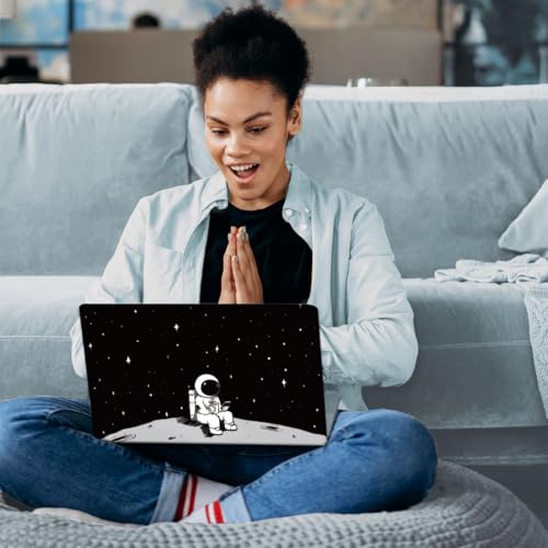SUPERDANT Laptop Skin Sticker Lunar Astronaut Laptop Decals Personalized Universal Notebook Computer Wrap Vinyl Skin Stickers Cover Art Decal Removable 12-15.6 Inch Waterproof Gifts Black White