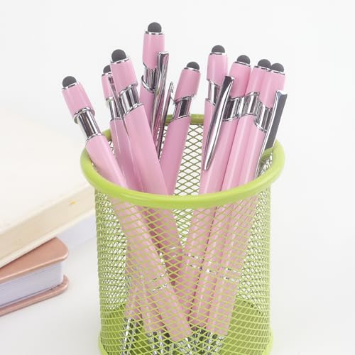 Bribobo 8 Pack Ballpoint Pen 2-in-1 Pen with Stylus tip, 1.0 mm Black Ink | Metal Stylus Pen for Touch Screens - color: 8 Pink