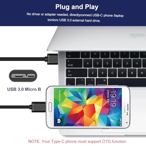 USB C to Micro USB 3.0 Fast Charging Cable 10Gbps High-Speed Sync Data Transfer Cable Cord Compatible with Samsung Galaxy S5 Note 3 Seagate WD Toshiba External Hard Drive Camera, 4FT - size: USB C to Micro USB 3.0-4FT
