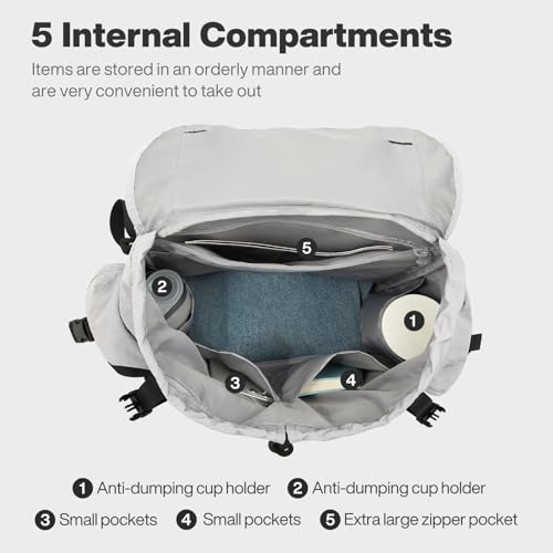 mixi Travel Backpack for Women Men, 18 Inch Carry On Laptop Backpack Flight Approved fits 16'' Laptop, Lightweight Waterproof Hiking Backpack Travel Outdoor Business Casual Daypack, Light Gray - color: Light Gray