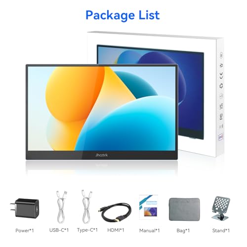 15.6 Inch Portable Monitor, FHD 1080P IPS 100% sRGB Full Function USB-C Ultra Slim Metal Bezel External Travel Screen with Stand & Carry Bag for Laptop Mac PC Phone PS4 PS5 Xbox Switch - size: 15.6inch NO Touch