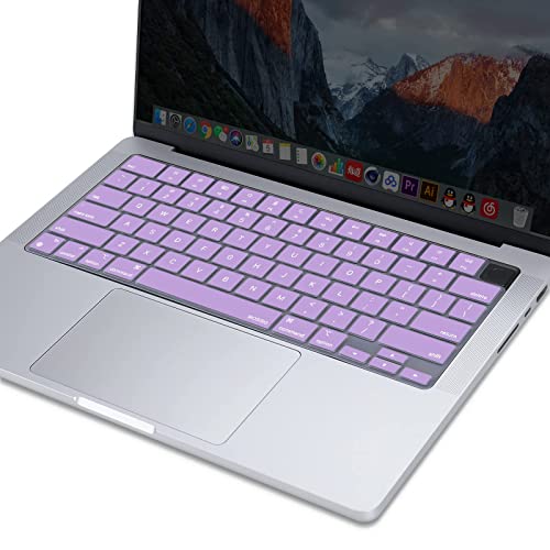 MOSISO Keyboard Cover Skin Compatible with MacBook Air 15 inch M3 M2 | A3114 A2941/Air 13.6 A3113 A2681/Pro 14/16 M4 M3 M2 M1, Light Purple - color: Light Purple