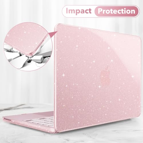 May Chen Compatible with MacBook Neo 13 inch Case 2026 Model A3404, Plastic Hard Shell,Keyboard Cover,Screen Protector,Dust Plug, for MacBook Neo 13" with A18 Pro Chip, Glitter Sakura Pink - color: Glitter Sakura Pink