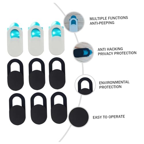 Toddmomy 9pcs Webcam Cover Privacy Protective Slide Camera Shield for Laptop Phone Computer with Metal Oval White Black for Visual Security