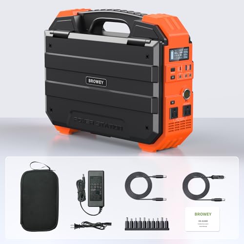 BROWEY 1600W (3200W Peak) Portable Power Station, 1024Wh LiFePO4 Battery with Built-in Solar Panel, 100W USB-C PD, Solar Generator for Camping, RV, Home Backup, Emergency - style: S1600 Orange