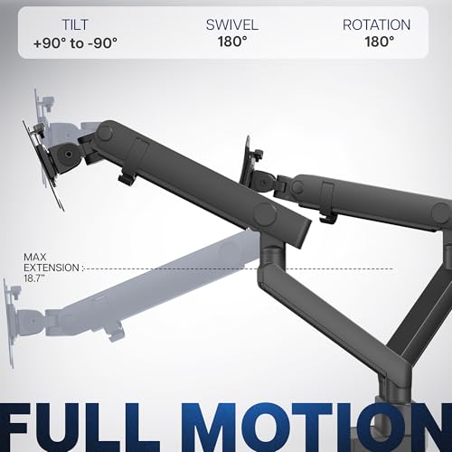 VIVO Premium Aluminum Full Motion Dual Monitor Desk Mount Stand with Lift Engine Arm, Fits Ultrawide Screens up to 35 inches, STAND-V102BB - size: Dual monitor, style: Standard