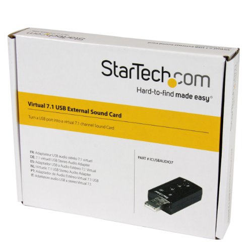 StarTech Virtual 7.1 USB Stereo Audio Adapter, USB 2.0, Tereo (ICUSBAUDIO7) | External Sound Card