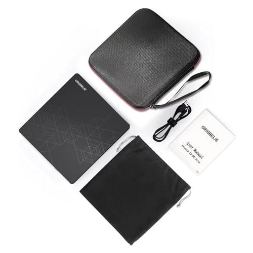 ORIGBELIE External CD DVD Drive 2 USB Port 2 TF/SD Card Slot &Carrying Case | USB C 3.0 CD DVD ROM Player Burner Reader Writer Rewriter Optical Disk Drive for Laptop PC Macbook OS Windows 11/10/8/7 Linux - size: 5.98" x 5.5" x 0.6"
