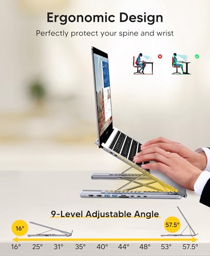 Mukiya USB C Laptop Docking Station Stand, Dual Monitor 4K@60Hz, 9 in 1 USB C Hub with 2 HDMI, 2 USB 3.0, PD 100W, Universal Dock Station for MacBook Pro/Air/Dell/HP/Surface/Lenovo - style: 9 in 1(2 HDMI)