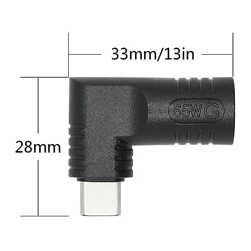 Right Angle DC 5521 to USB C Connector Adapter, 90 Degree PD 65W DC 5.5mm x 2.1mm to USB Type C Male Plug Power Charge Adapter for Laptop, Phone - Black - style: DC 5521 to USB Type c
