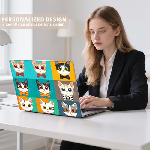 Universal Laptop Skin Sticker for 12/13/14/15.6 Inch Laptops, Reusable Vinyl Laptop Decal Cover, Waterproof Scratch Resistant Notebook Skin with 2 Wrist Pads,Cute Cat Head - color: Cute Cat Head