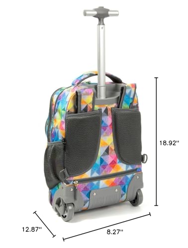Tilami Rolling Backpack Armor Luggage School Travel Book Laptop 18 Inch Multifunction Wheeled Backpack for Kids and Students - color: Colorful Plaid