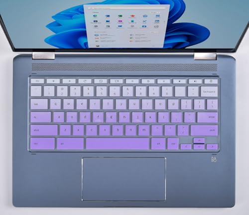 Keyboard Cover for HP 14" Chromebook 14a-na 14a-ca 14B-CA 14a-na0226nr 14a-ne0013dx 14a-na0031wm 14a-na0021nr na1043cl 14a-ca0030wm, HP Chromebook 14A G5 Keyboard Protector,Ombre Purple - color: Ombre Purple